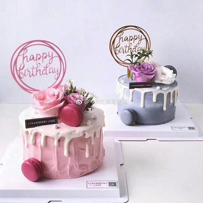 Cake topper acrylic hiasan  tancapan kue tart happy 