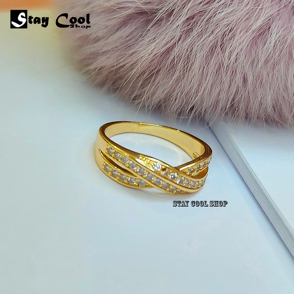 Cincin Wanita Xuping Warna Emas Asli Gold Model Terbaru 2021 Wanita Korea Import - Warna Emas BISA C