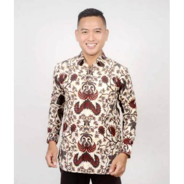 Artodomoro Kemeja Batik Pria Lengan Panjang Eksklusif Motif Putih
