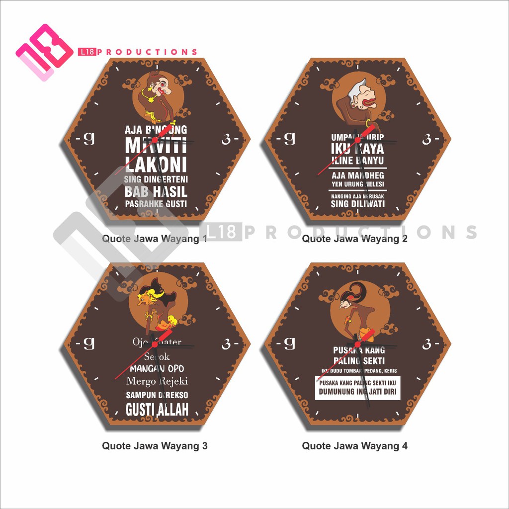 Jam Dinding Hiasan Pajangan Dekorasi Wall Decor Hexagonal Quote Jawa Vintage  Kamar Shabbychic