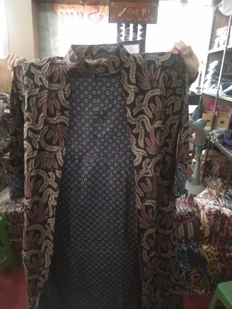 Couple Batik Gamis Wanita Kemeja Lengan Panjang-ori Pekalongan