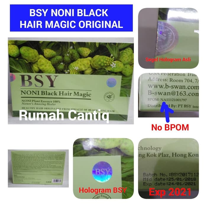 BSY Noni Black Hair Magic Shampo - Penghitam Rambut Alami Halal - ASLI PER BOX ISI 20 Sachet