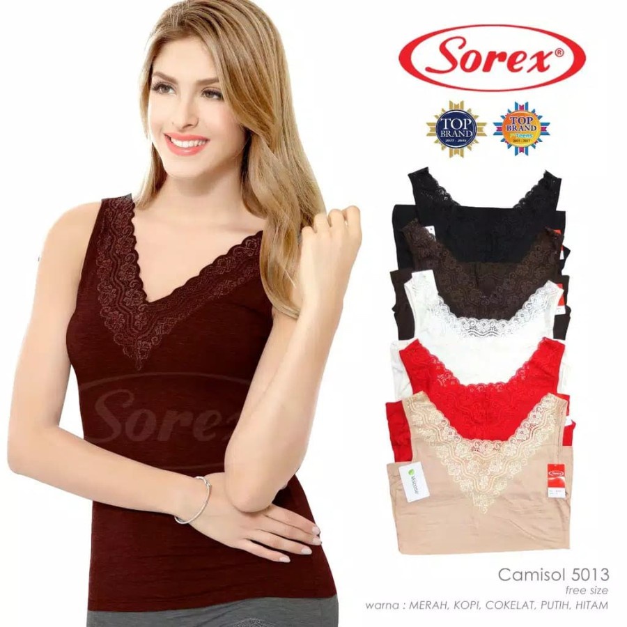 Tank top Sorex Wanita Variasi renda brukat bunga V-Neck U-Neck Sorex 5001 5013 Dijamin Murah