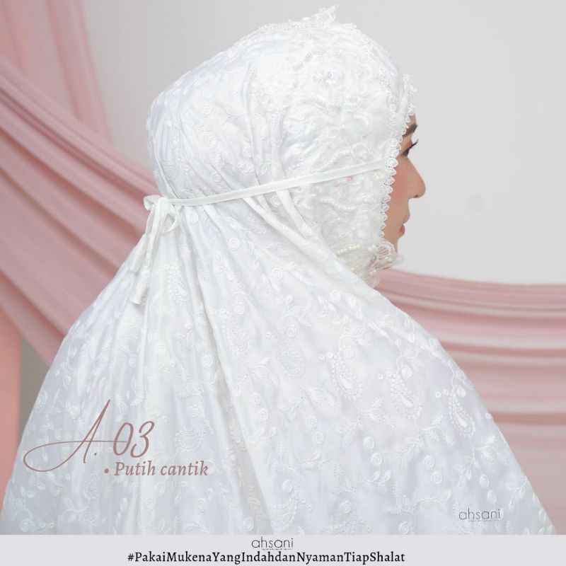 AHSANI MUKENA SUTRA A.03 | Mukena Sutra Ahsani Mukena Dewasa Putih Cantik Mukena Mewah Cantik Halus 