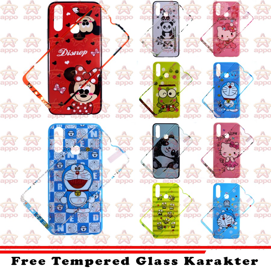 Vivo Y12 / Y12i / Y15 / y17 Soft Case 360 Karakter Doraemon Keroppi + Tempred Glass karakter