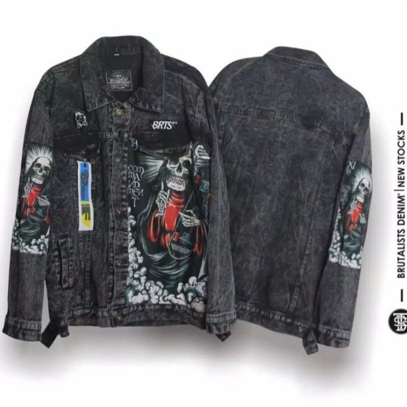 JAKET JEANS PRIA KEREN MOTIF PRINTING-M