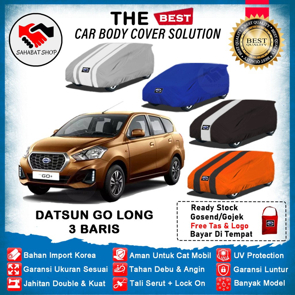 Sahabat Body Cover Mobil Datsun Go / Sarung Penutup Datsun Go Long 3 Baris Outdoor 2014 2015 2016 2017 2018 2019 2020 / Tutup Selimut Mantel Pelindung Kerudung Jas Kelambu Terpal Pembungkus Mantol Mobil Datsun Go Panca Waterproof Anti Air Model Biru