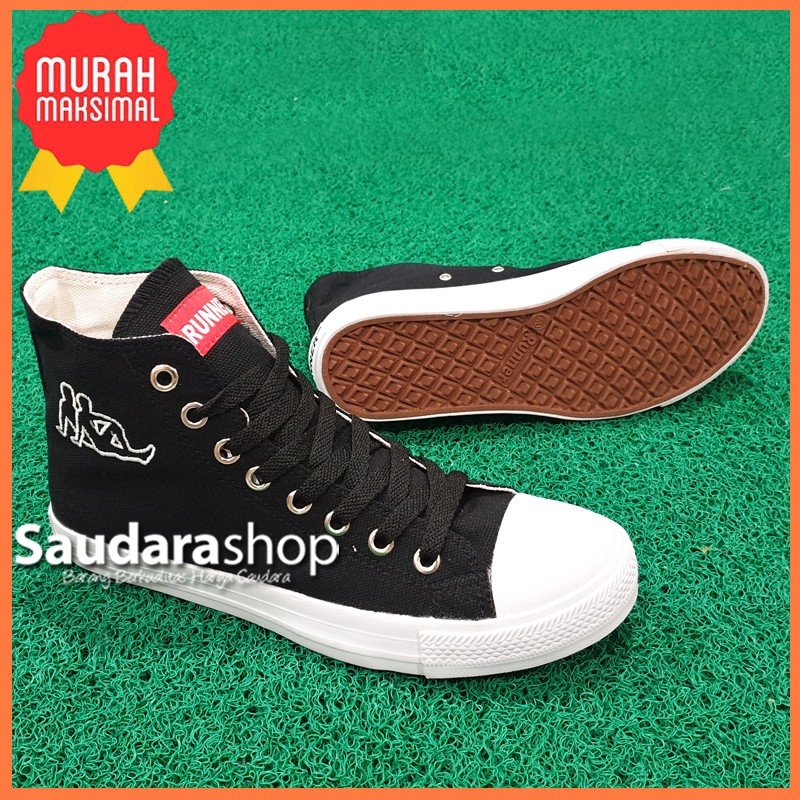 Sepatu Runner 702 Black White HC / Sepatu Runner 702 Hitam Putih High