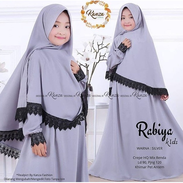 RABIYA SYARI KIDS / Gamis Syari Anak Plus Jilbab / Gamis Anak Plus Kerudung / Gamis Syari Lebaran An