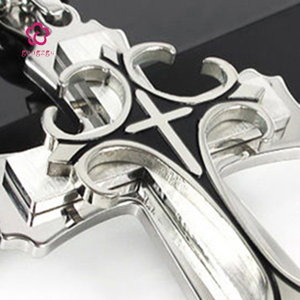 Kalung Liontin Salib Bahan Stainless Steel Untuk Pria