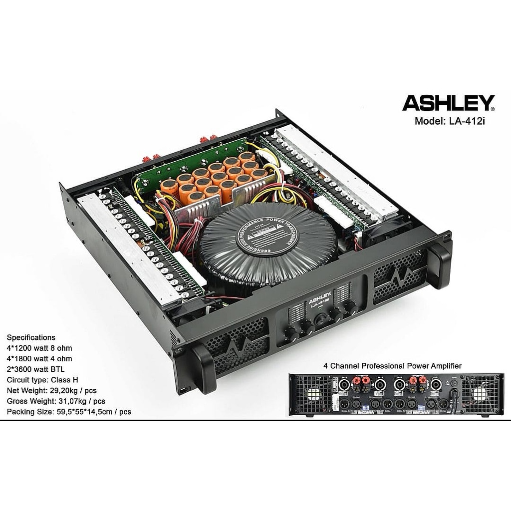 Power Amplifier 4 Channel Ashley LA412i Class H Original