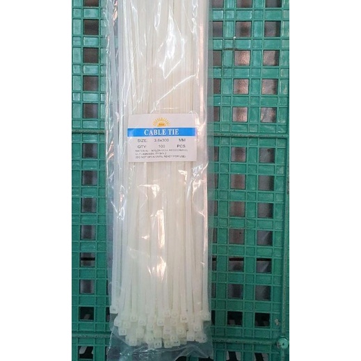 

❁ Cable Ties 3,6 x 300 mm 3,6x300 3.6 Putih Hitam Pengikat Barang Kabel - Putih ➨
