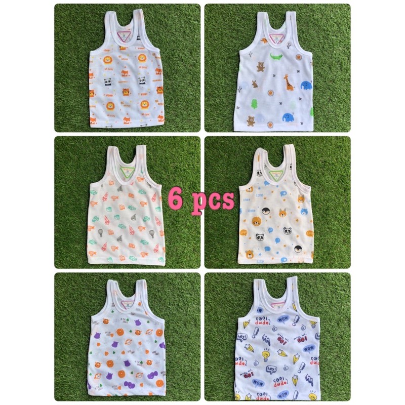 6 PCS Singlet Kutang Bayi Anak Full Print Merk Sunflower