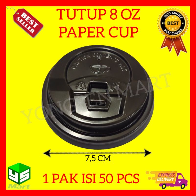 Tutup paper cup 8 oz / hot lid paper cup 8 oz hitam