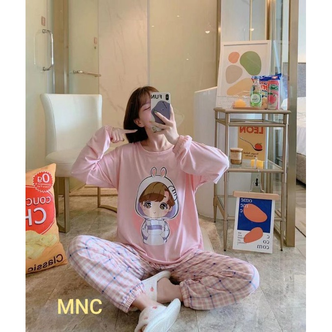 Setelan pp piyama wanita BTS spandek import