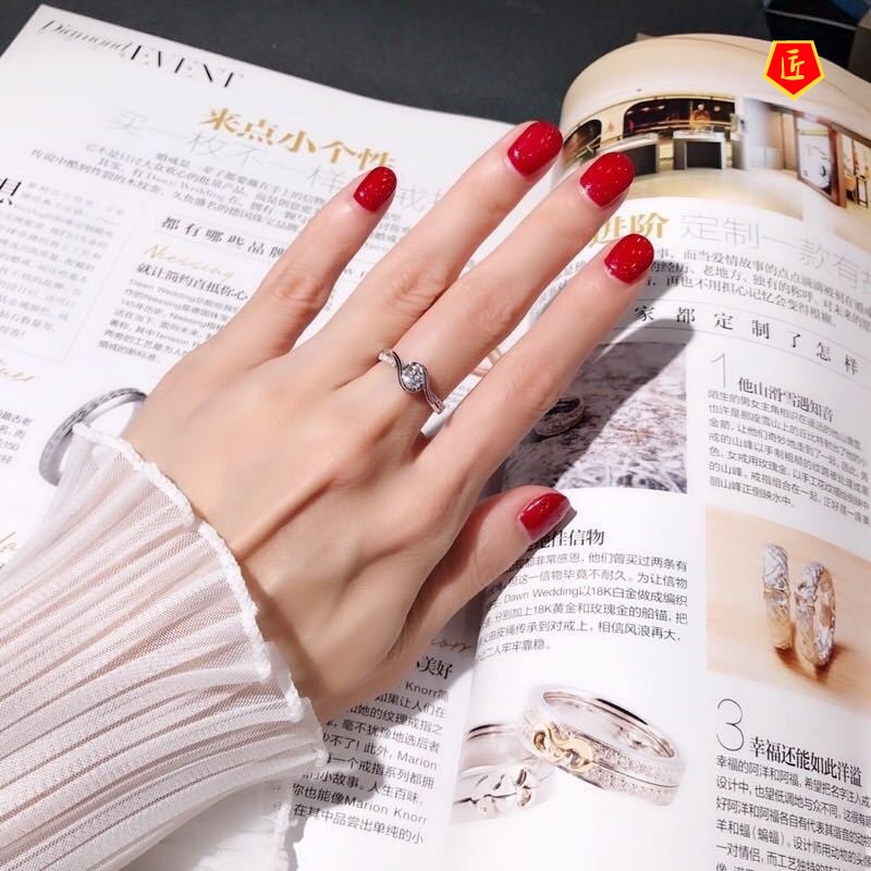 [Ready Stock]Simple 18K Platinum Diamond Ring