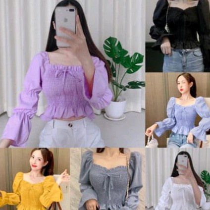 [ADA REAL PICT] BEVERCA SMOCK TOP || KAREN women top woman blouse atasan wanita blus cewek polos mot