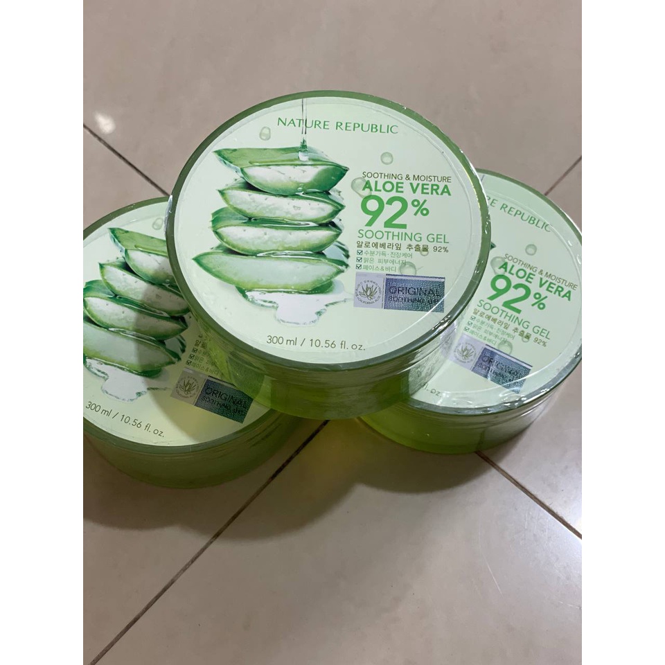 NATURE REPUBLIC Aloe vera 92% soothing gel-300ML ORIGINAL SEGEL HOLOGRAM