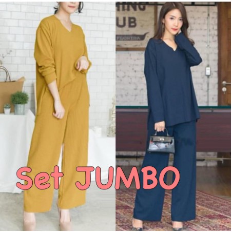 SETELAN BAJU JUMBO IBU AFARO SET SERI 1 UNCROP TIDAK DIJAHIT BORDIR LENGAN KULOT SCUBA MURAH SOLO