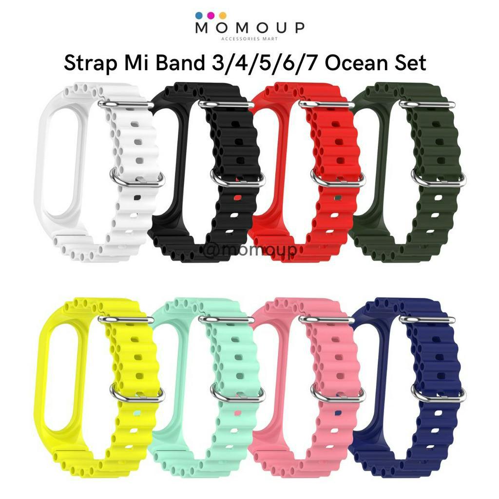 Strap Xiaomi Mi Band 7 Mi Band 6 Ocean Set Tali Pengganti Mi Band 7/6/5/4/3 Bahan Silikon Model Ocean