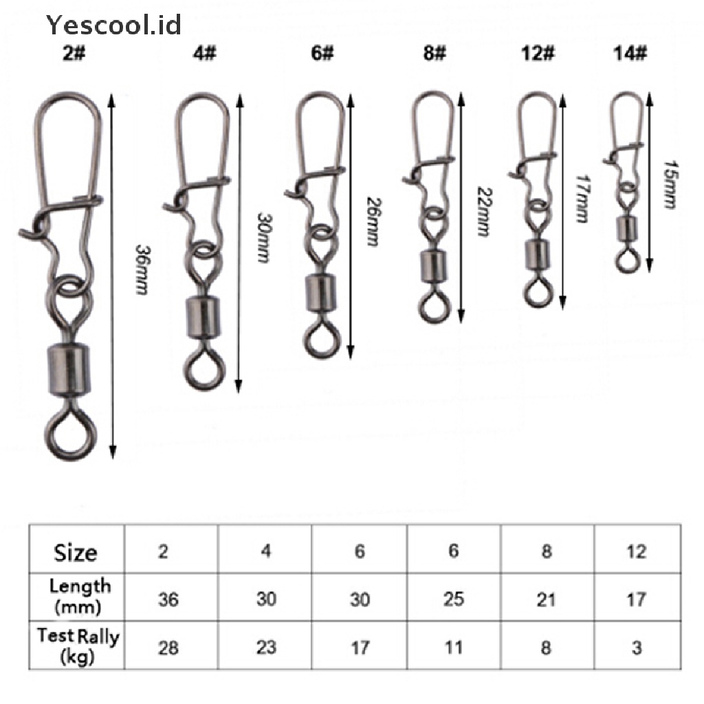 (Yescool) 200pcs Kili-Kili Pancing Bahan Stainless Steel