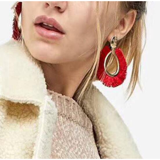 Eropa dan Amerika terkenal berlebihan alloy kipas rumbai anting-anting fashion wanita retro khusus b