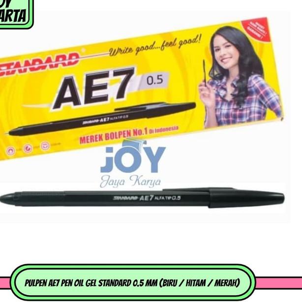 

♪ Pulpen AE7 Pen Oil Gel STANDARD 0.5 mm (Biru / Hitam / Merah) - Hitam ►