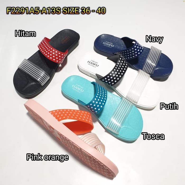 jelly sandal wanita slop ban 2 luofu karet import F2291A5-A13S