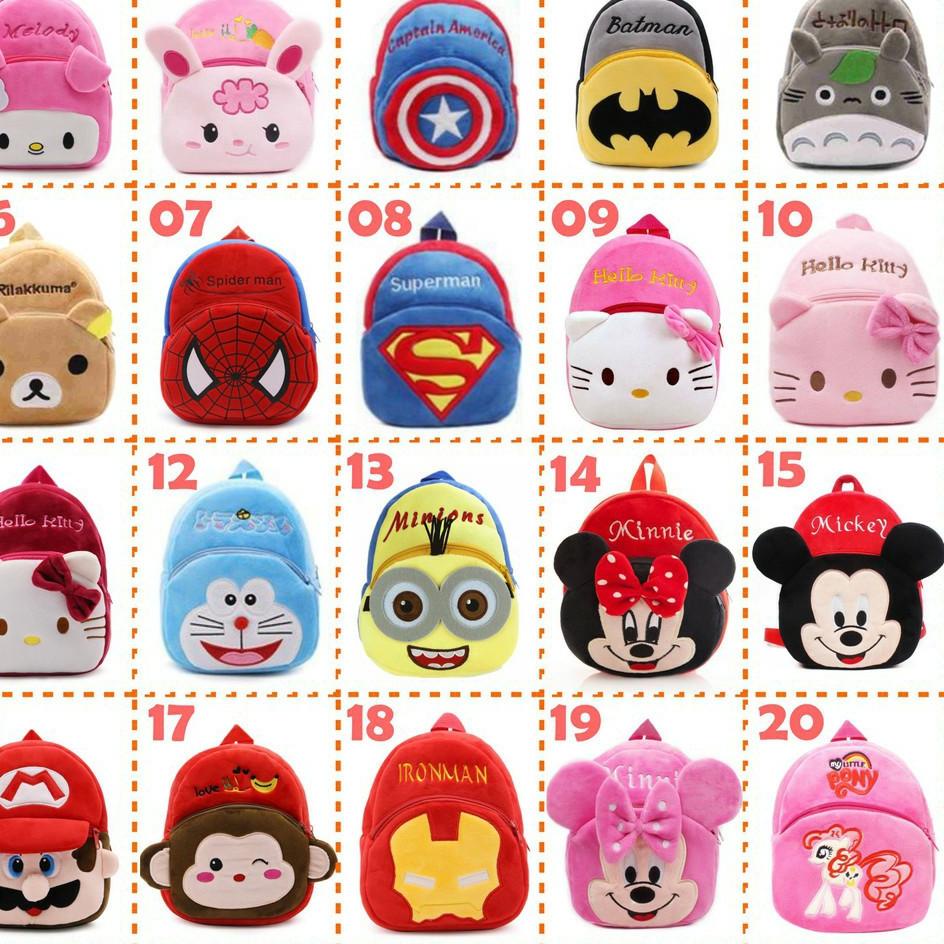 ➹ Tas Ransel Punggung Backpack Anak Balita TK Laki-laki Perempuan Aneka Motif Karakter Lucu ™