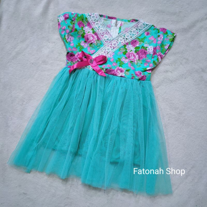 dress anak 1 2 tahun dress kimono bunga anak baju anak cewek perempuan lucu (dress kimono sakura )