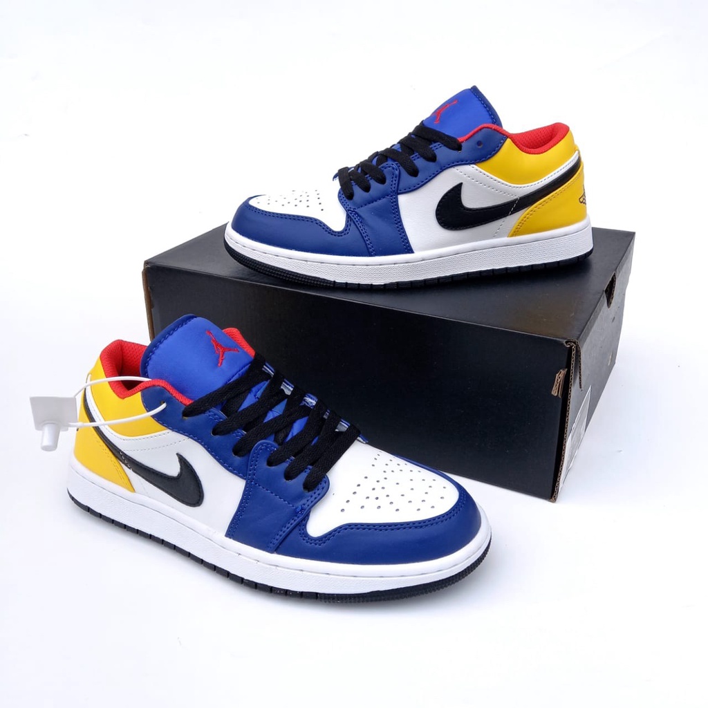 39 - 44 Sepatu Air Jordan Aj 1 Low Deep Royal Blue Laser Orange Purple Yellow