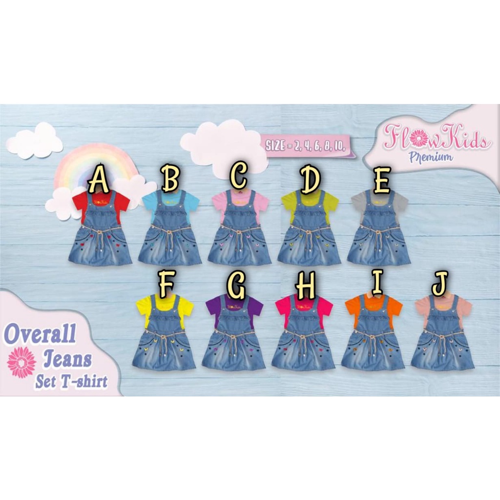 SETELAN OVERALL ANAK PEREMPUAN PREMIUM JEANS 2-10 TAHUN