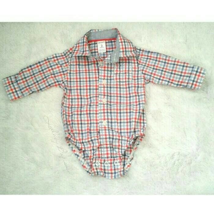 EMY BJ28 jumper kemeja carter katun anak bayi jumpsuit hem laki baby boy