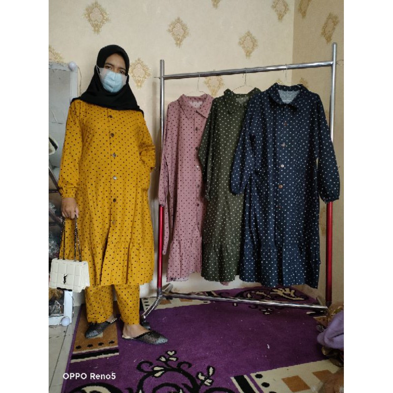 ONE SET POLKADOT/ONE SET LONG TUNIK REMPEL/ONE SET KATUN LINEN/ONE SET JUMBO