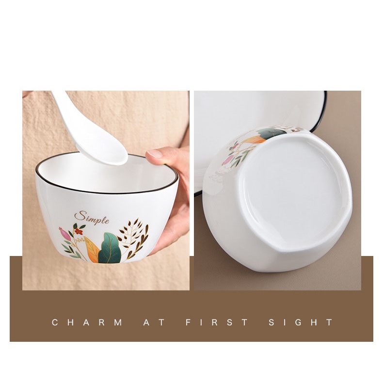 Nordic Green Plant Bowl New / Mangkok sendok / Set 2 / Keramik