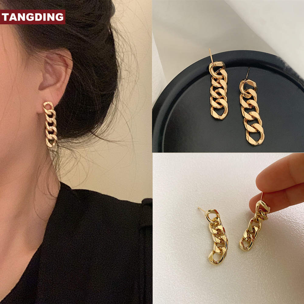 【COD Tangding】Anting Rantai Rumbai Panjang Warna Emas