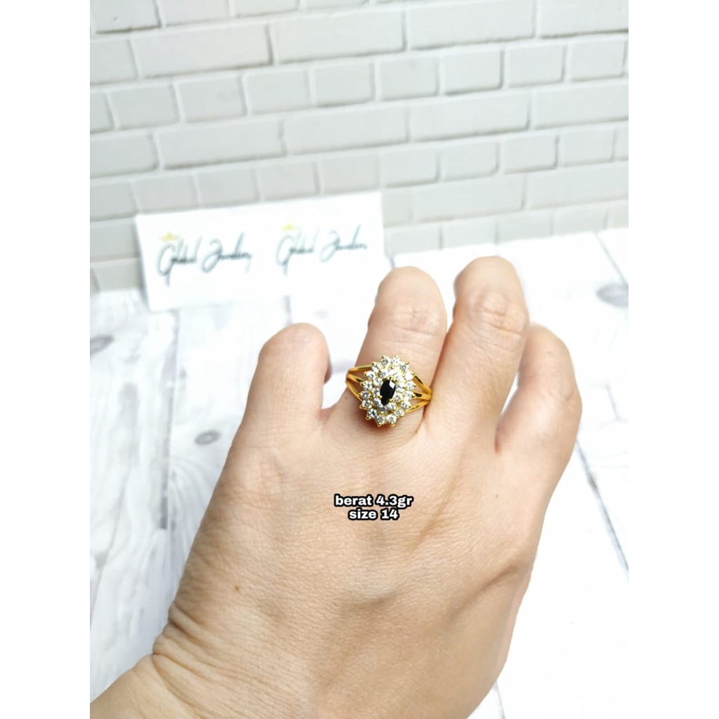 CINCIN BUNGA FULL MATA GOLD PERAK ASLI S925 GLOBAL JEWELLERY CH027