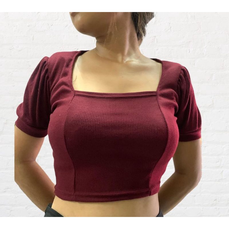 Crop Top Wanita Velicia Katun Rib Premium Fit M
