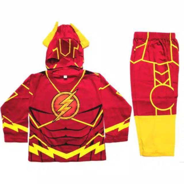 Kostum anak the flash gratis topeng flash / kostum anak flash baju anak flash