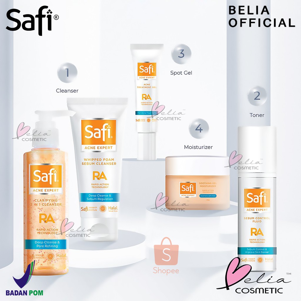 ❤ BELIA ❤ SAFI Acne Expert Series | Toner | Moisturizer | Acne Gel | Cleanser | Facial Wash (✔BPOM)