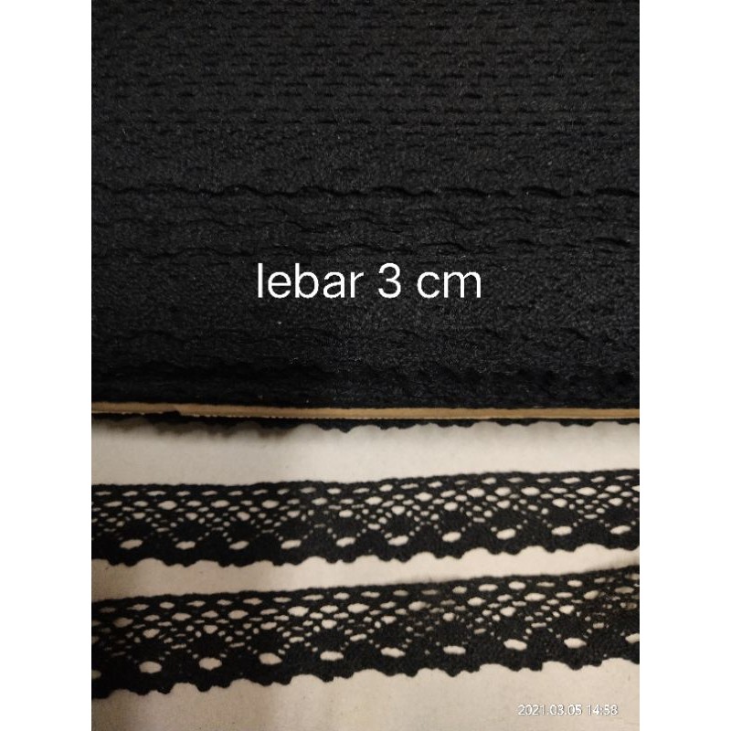 Renda bordir kait/rajut hitam renda bordir renda pinggir renda baju renda import