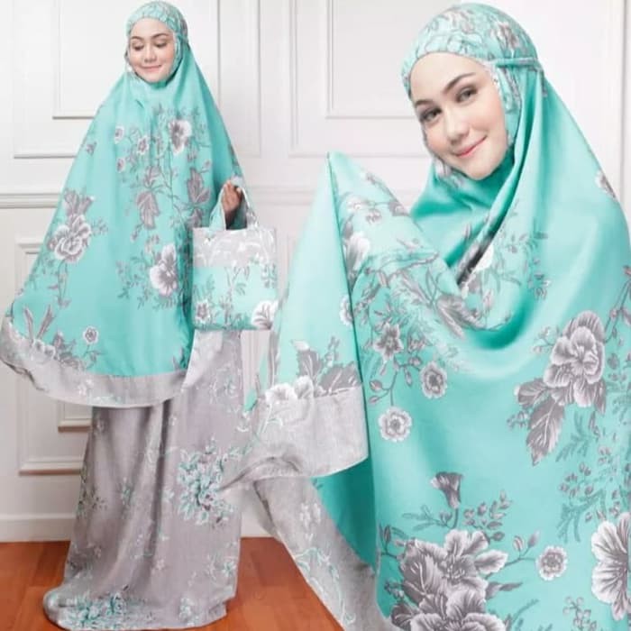 Mukena Dewasa Terusan Lajuran Katun Mikro Putih Renda Bordir Adem OX401  Bali Batik Dasar Warna So