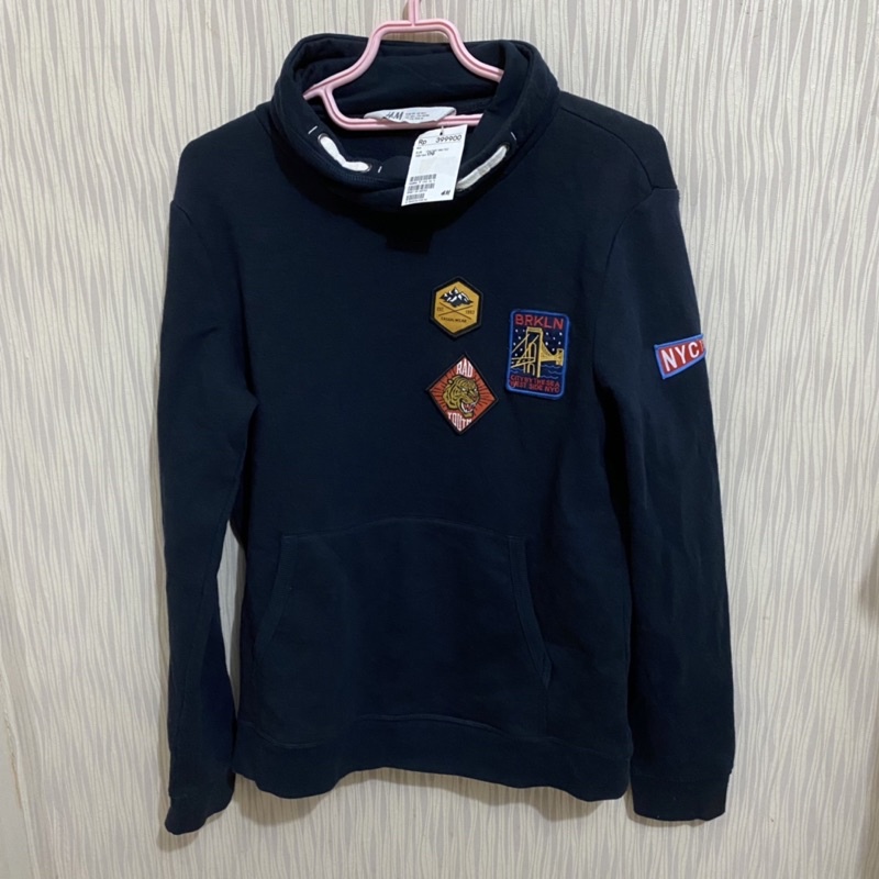 NEW Hoodie H&m hnm 100% original authentic jaket jacket bulu adem halus navy patch dingin Pancoat pa