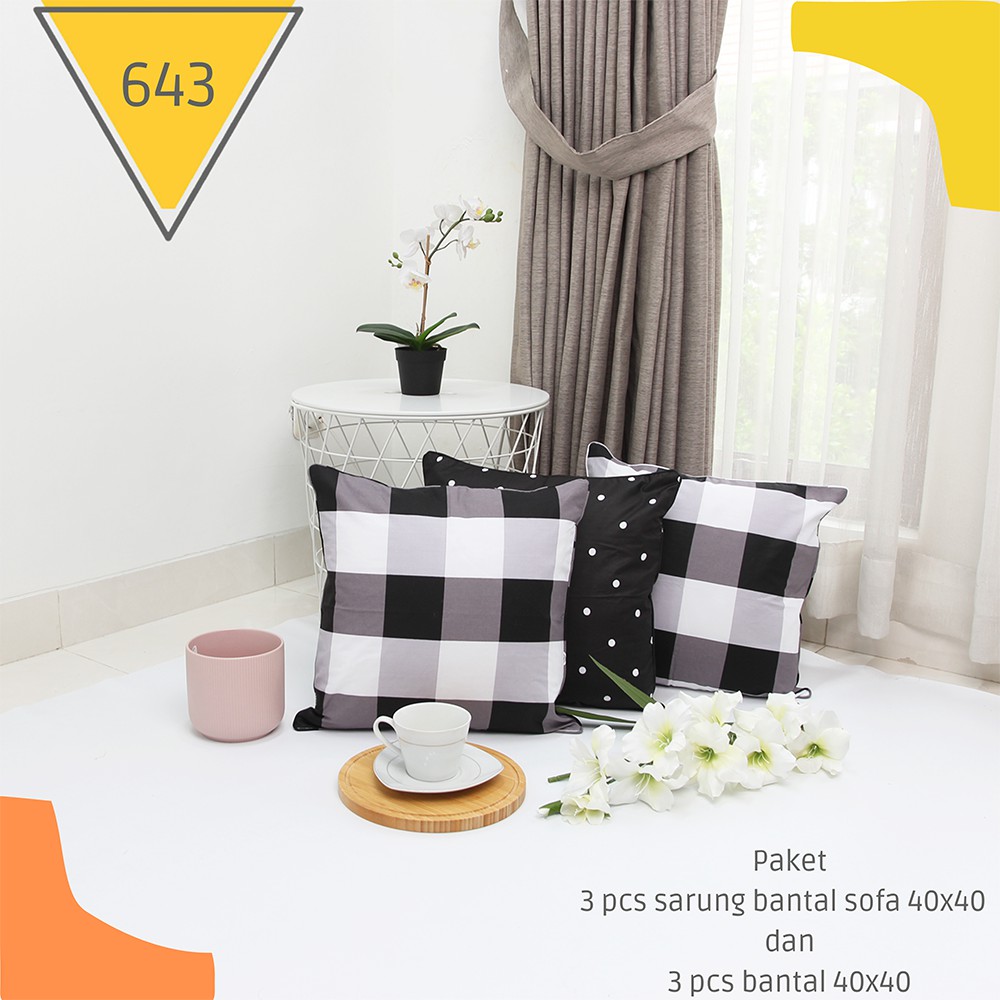 BANTAL SOFA 40X40 disain elegan ( 3 PCS bantal + 3 PCS sarung bantal )