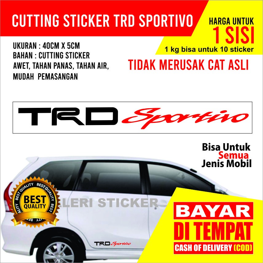 sticker cutting trd sportivo stiker hitam merah