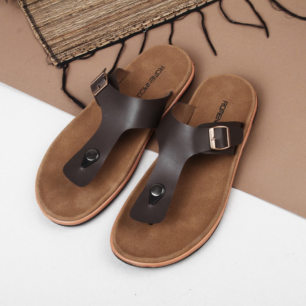 Sandal Kasual Pria Romenaco CSN01 Brown | Black Size 38 - 43