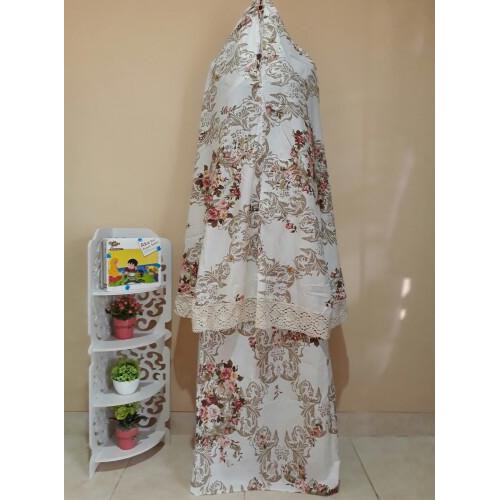 PRODUK TERBARU MUKENA KATUN JEPANG JUMBO SHABBY CHICK VINTAGE - COKELAT MUDA KEKINIAN MURAH GROSIR