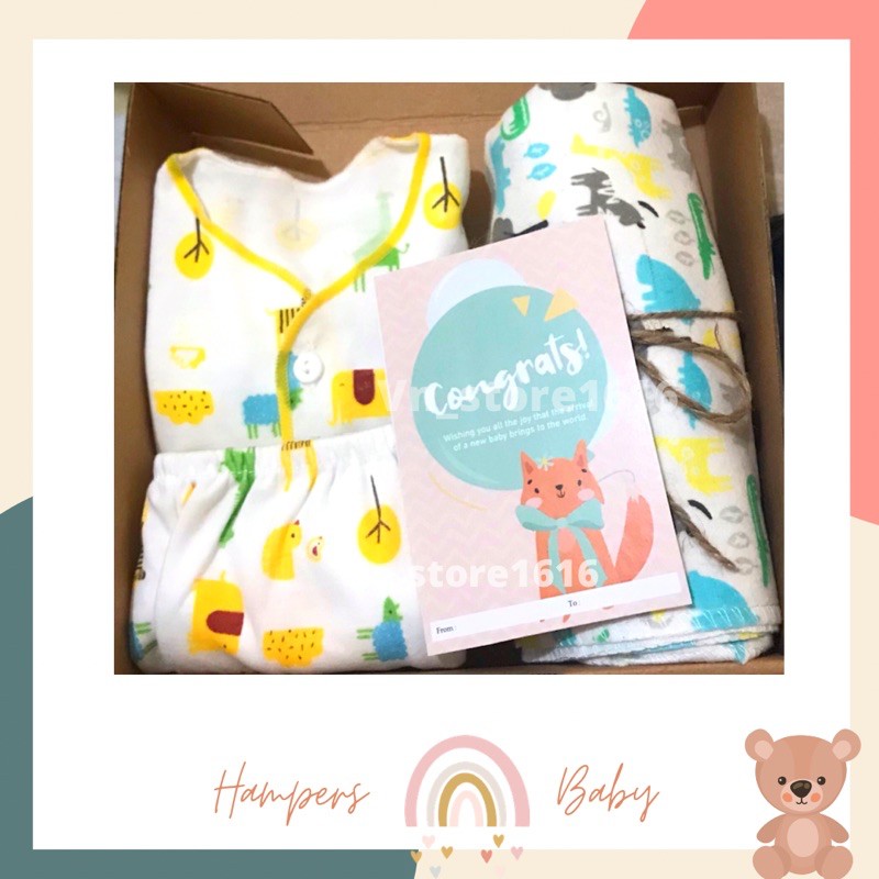Kotak Hadiah Hampers Box Baby Kado Lahiran Kado Bayi Set Piyama + Bedong Carter