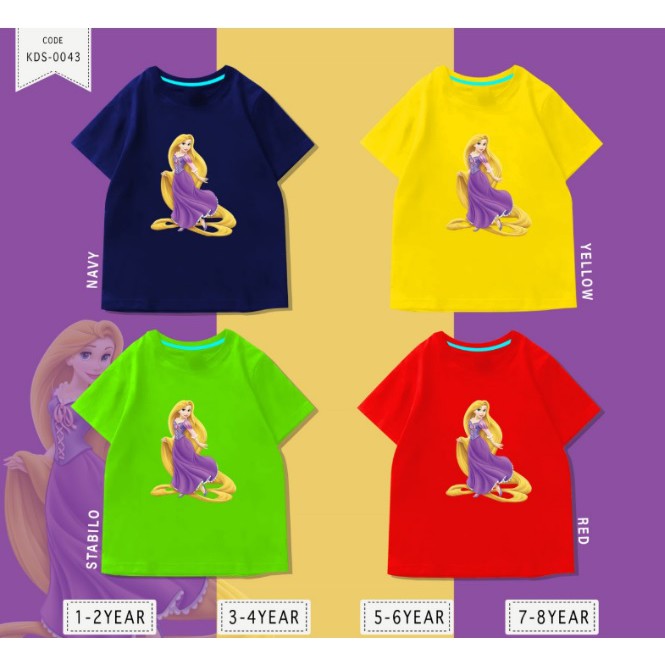 Baju Anak Irapunzel / Kaos Distro DTF Anak Laki Laki dan Perempuan / Unisex / Motif princess