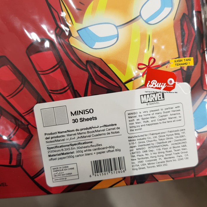 

Promo Bulan Ini Miniso Ironman Book Notebook Buku Tulis 30 Sheets Red Gilaa!!!